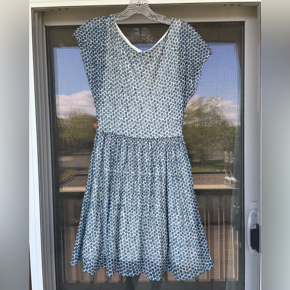 Anthropologie Made in San Francisco blue polka dot dress